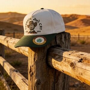 Sendero Provisions "Cowboys Don't Cry" 5-Panel Snapback Hat White/Green NWT